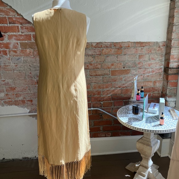 Joy and Peace Mustard Yellow Beaded Sleeveless Dress SIZE 12 - Picture 4 of 10